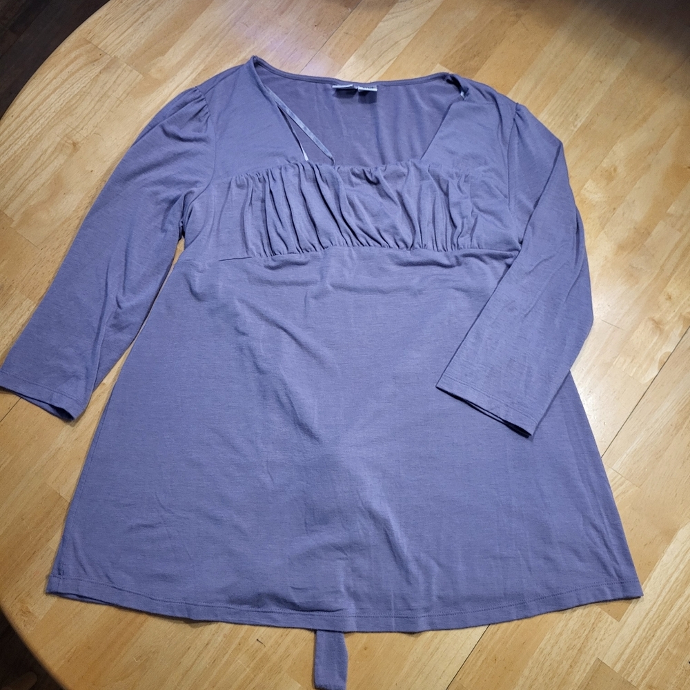 DUO Maternity Plus Size XL Round Neck Top Solid Purple Violet